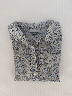 Papo d’Anjo Blue Floral Liberty Print Blouse - Size 5T